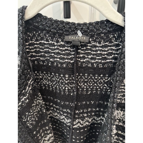 Talbots Cardigan Women XL Black Knit Sweater Shawl Neck Heavyweight Open Front - Picture 3 of 12